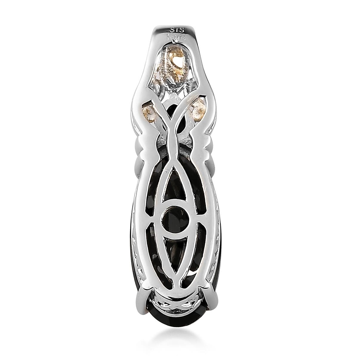 Karis Thai Black Spinel Solitaire Pendant in 18K Yellow Gold Plated and Platinum Bond 4.50 ctw image number 3