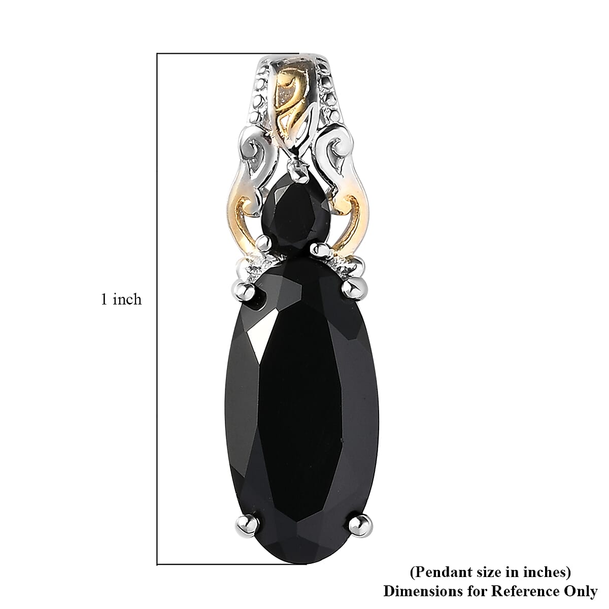 Karis Thai Black Spinel Solitaire Pendant in 18K Yellow Gold Plated and Platinum Bond 4.50 ctw image number 4