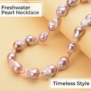 Multi Color Freshwater Pearl Necklace, Fancy Shape Pearl Necklace, 20 Inch Necklace, Rhodium Over Sterling Silver Necklace