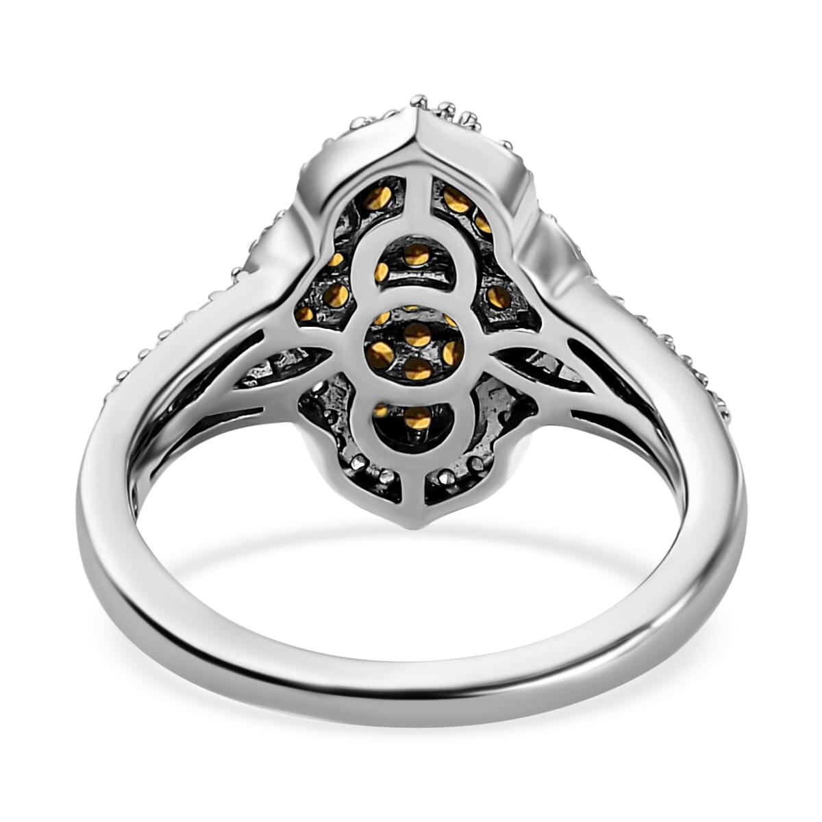 Red and White Diamond 1.00 ctw Cluster Ring, Rhodium and Platinum Over Sterling Silver Ring, Red Diamond Ring, Diamond Engagement Ring (Size 7.0) image number 5