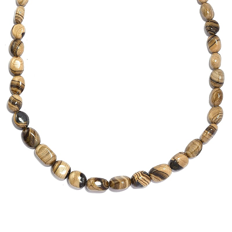 Schalenblende Oval Shape Beaded Necklace 18 Inches in Platinum Over Sterling Silver 110.00 ctw