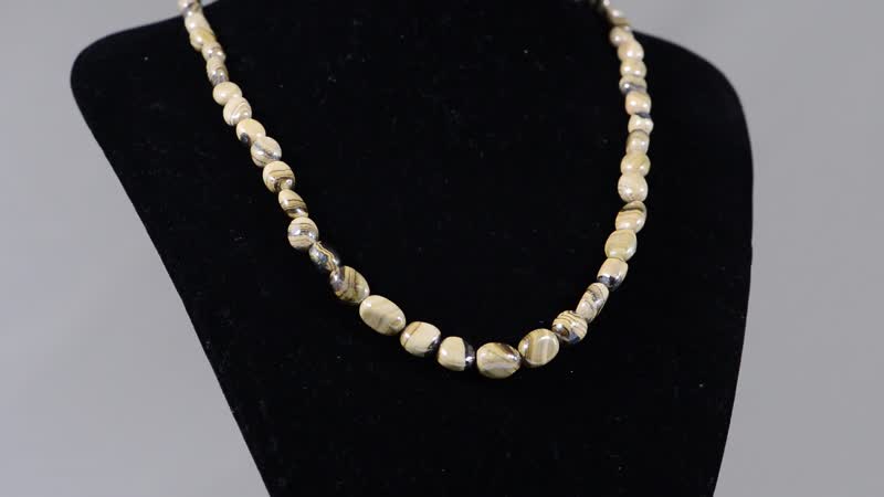 Schalenblende Oval Shape Beaded Necklace 18 Inches in Platinum Over Sterling Silver 110.00 ctw