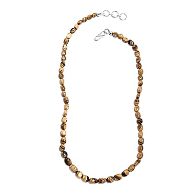 Schalenblende Oval Shape Beaded Necklace 18 Inches in Platinum Over Sterling Silver 110.00 ctw