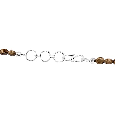 Schalenblende Oval Shape Beaded Necklace 18 Inches in Platinum Over Sterling Silver 110.00 ctw