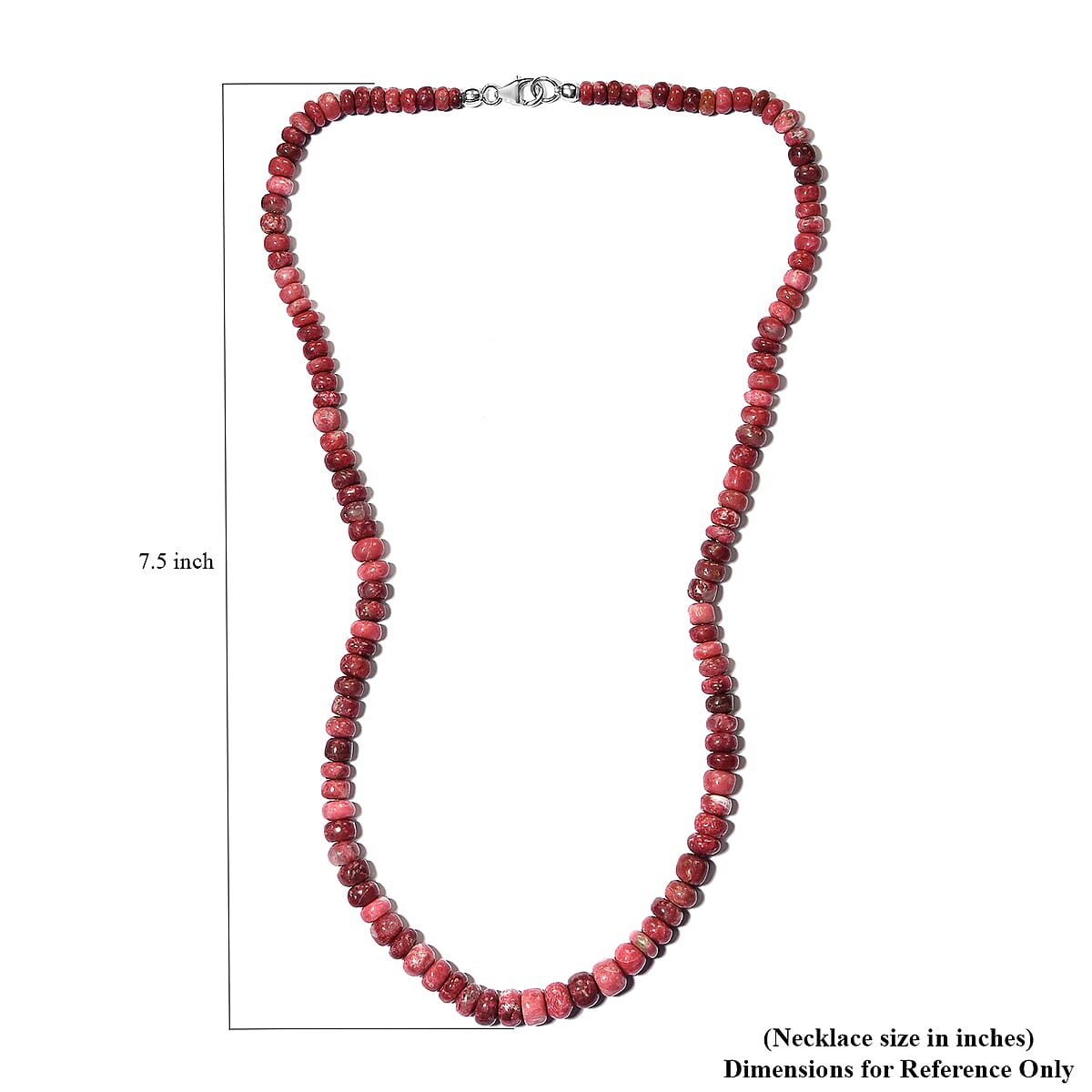 Norwegian Thulite Beaded Necklace 20 Inches in Rhodium Over Sterling Silver 168.00 ctw image number 5