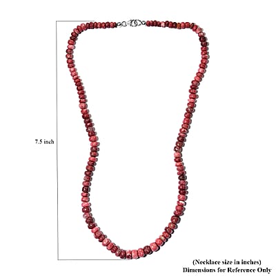 Norwegian Thulite Beaded Necklace 20 Inches in Rhodium Over Sterling Silver 168.00 ctw
