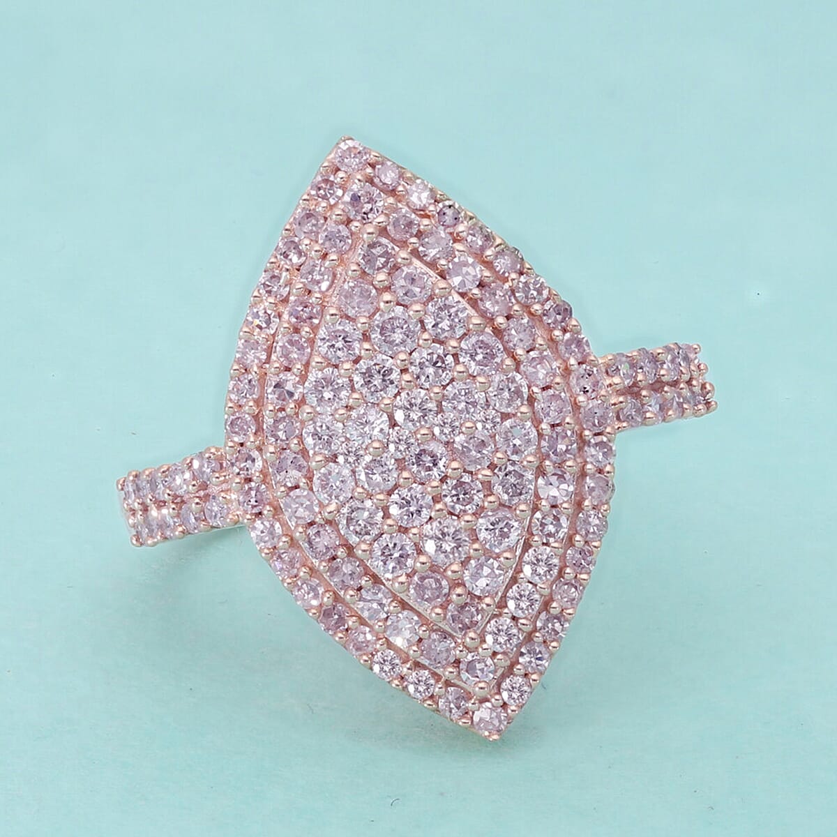 LUXORO SGL Certified 10K Rose Gold Natural Pink Diamond I3 Marquise Shape Elongated Ring (Size 5.0) 4 Grams 1.00 ctw image number 1