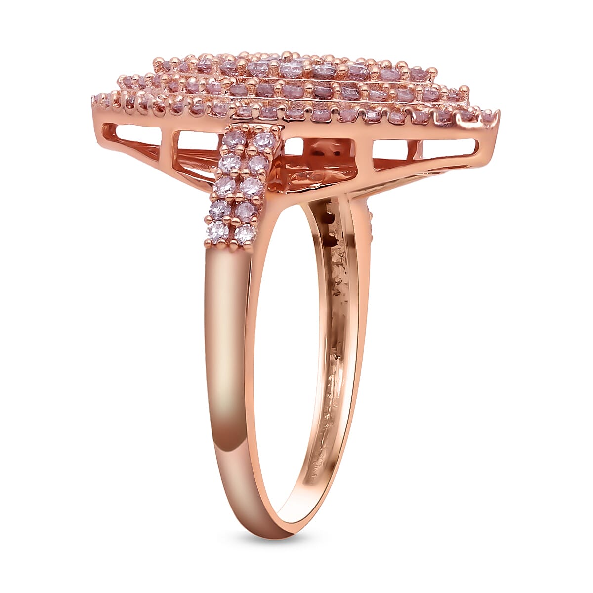 LUXORO SGL Certified 10K Rose Gold Natural Pink Diamond I3 Marquise Shape Elongated Ring (Size 5.0) 4 Grams 1.00 ctw image number 3