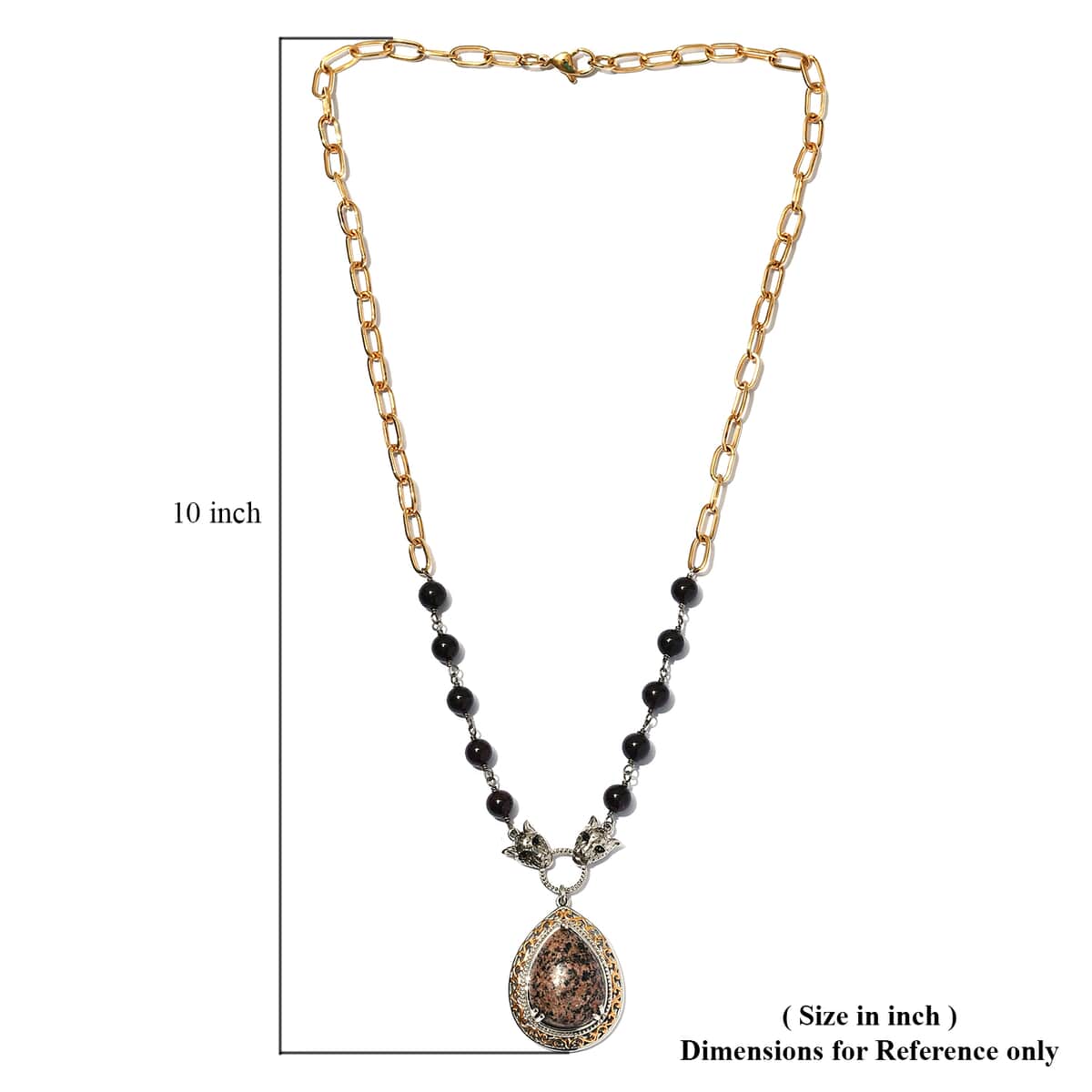Natural Yooperlite and Multi Gemstone Necklace 20 Inches in 14K YG Over and Black Oxidized Cooper with Magnet 14.90 Grams 30.95 ctw with Free UV Flash Light image number 4