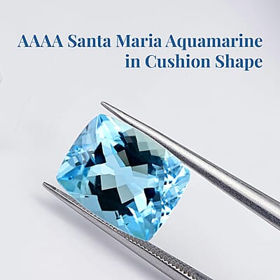 AAAA Santa Maria Aquamarine (Cush Free Size) 1.00 ctw, Loose Gemstones for Jewelry, Aquamarine for Ring and Pendant, Loose Aquamarine Gemstone, Free Size Cushion Cut Gemstone