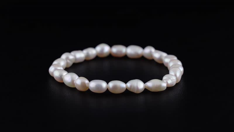 Double Shine White Freshwater Pearl Stretch Bracelet