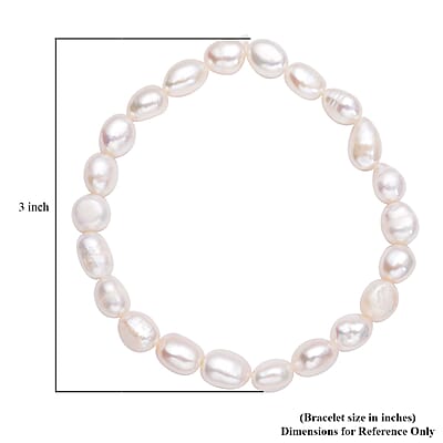 Double Shine White Freshwater Pearl Stretch Bracelet
