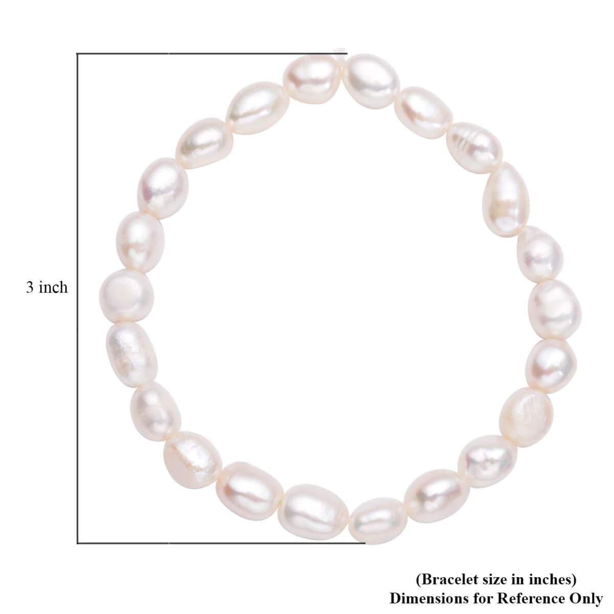 Double Shine White Freshwater Pearl Stretch Bracelet image number 2