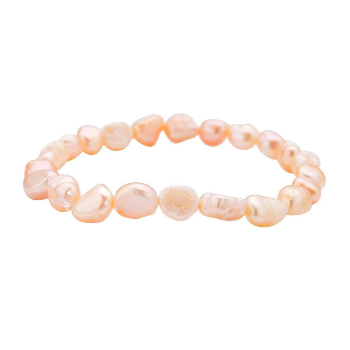 Double Shine Peach Freshwater Pearl 6-8mm Stretch Bracelet image number 0