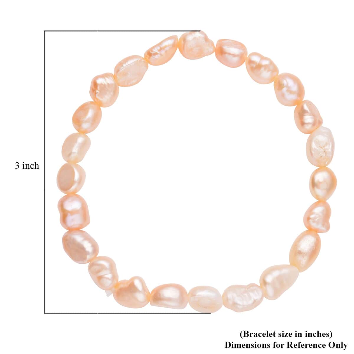 Double Shine Peach Freshwater Pearl 6-8mm Stretch Bracelet image number 2