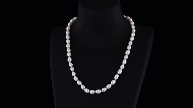 White Freshwater Pearl 6-8mm Necklace 18 Inches in Stainless Steel