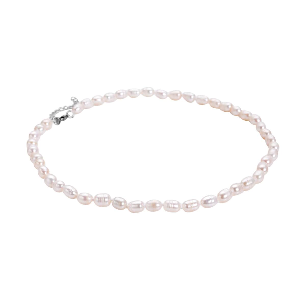 White Freshwater Pearl 6-8mm Necklace 18 Inches in Stainless Steel image number 2