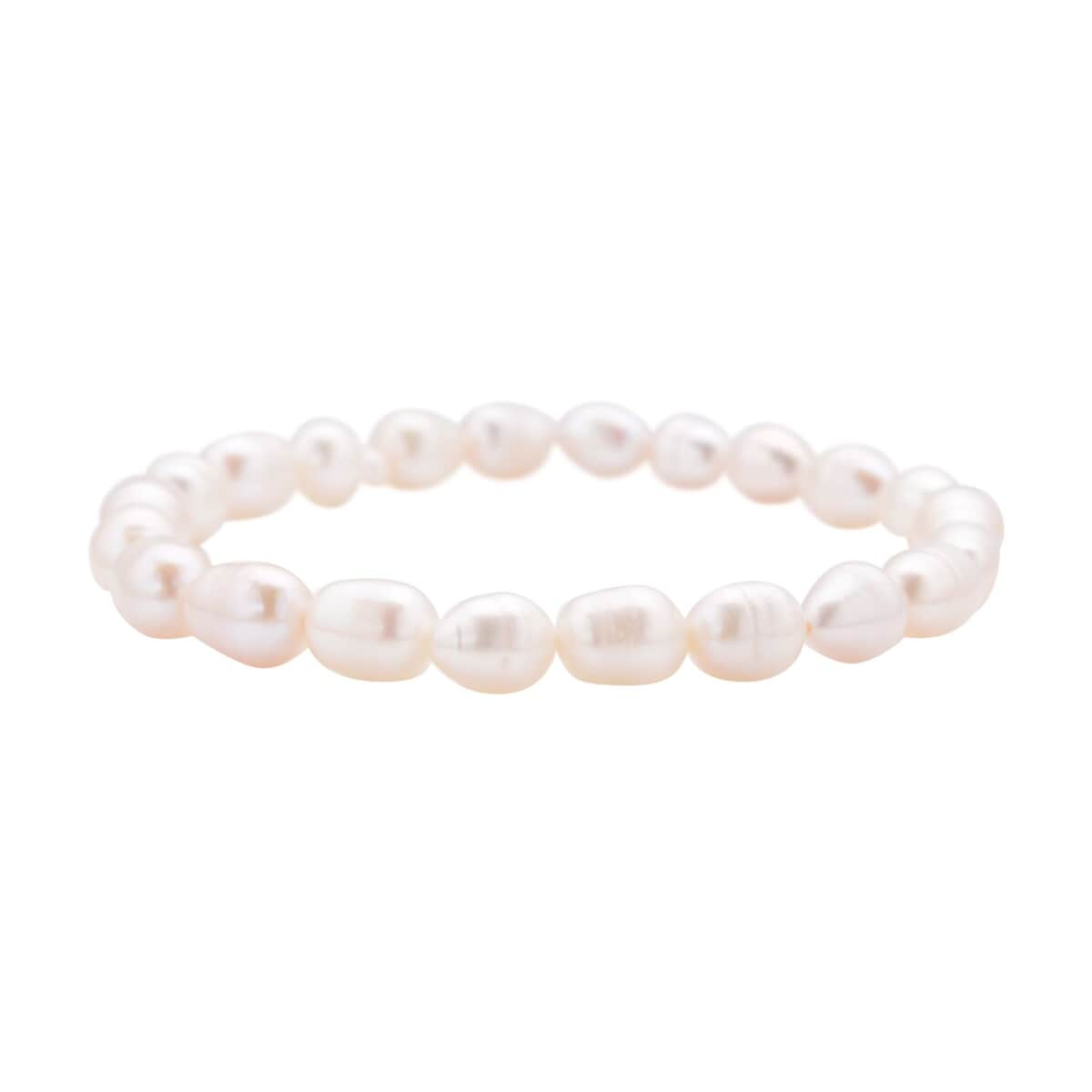 White Freshwater Pearl Stretch Bracelet image number 0