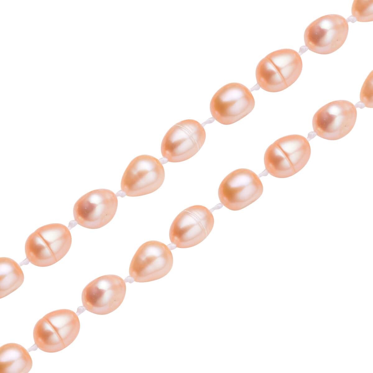 Peach Freshwater Pearl 6-8mm Necklace (18 Inches) in Stainless Steel 139.50 ctw , Tarnish-Free, Waterproof, Sweat Proof Jewelry image number 3