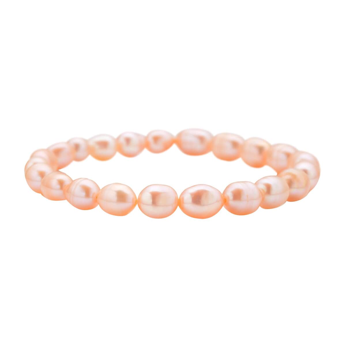 Peach Freshwater Pearl Stretch Bracelet image number 0