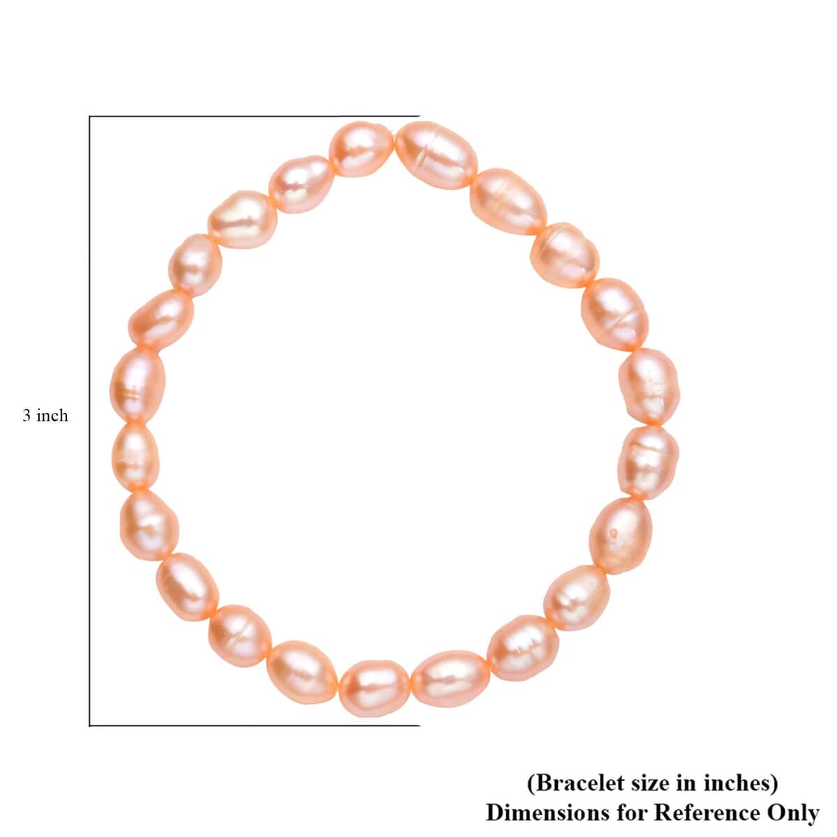 Peach Freshwater Pearl Stretch Bracelet image number 2