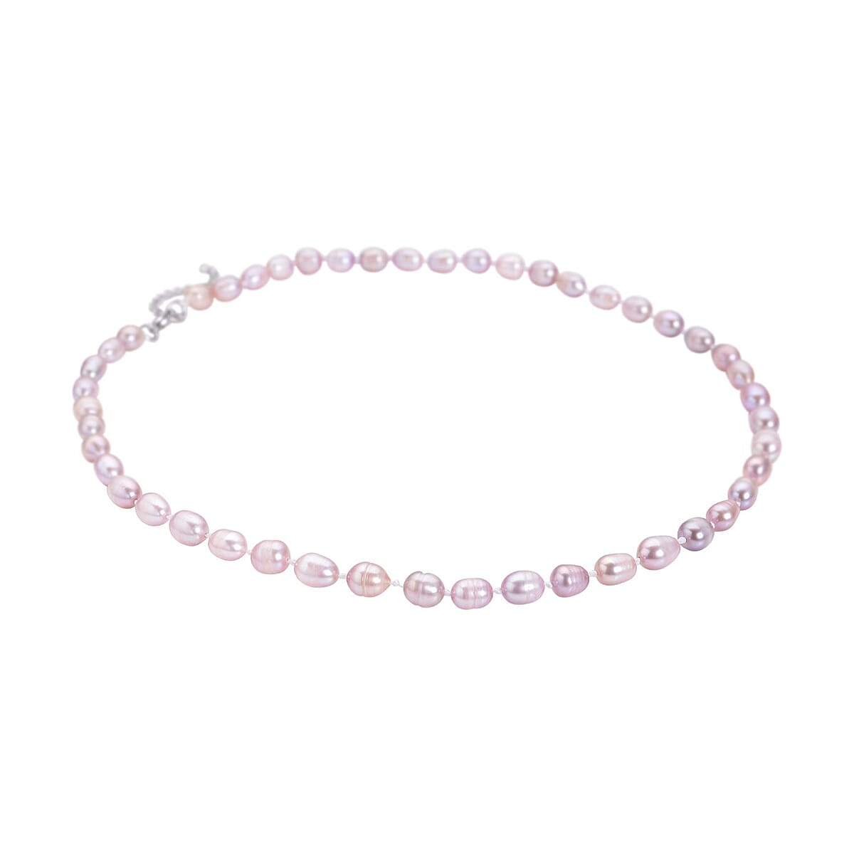 Purple Freshwater Pearl 6-8mm Necklace (18 Inches) in Stainless Steel , Tarnish-Free, Waterproof, Sweat Proof Jewelry image number 2