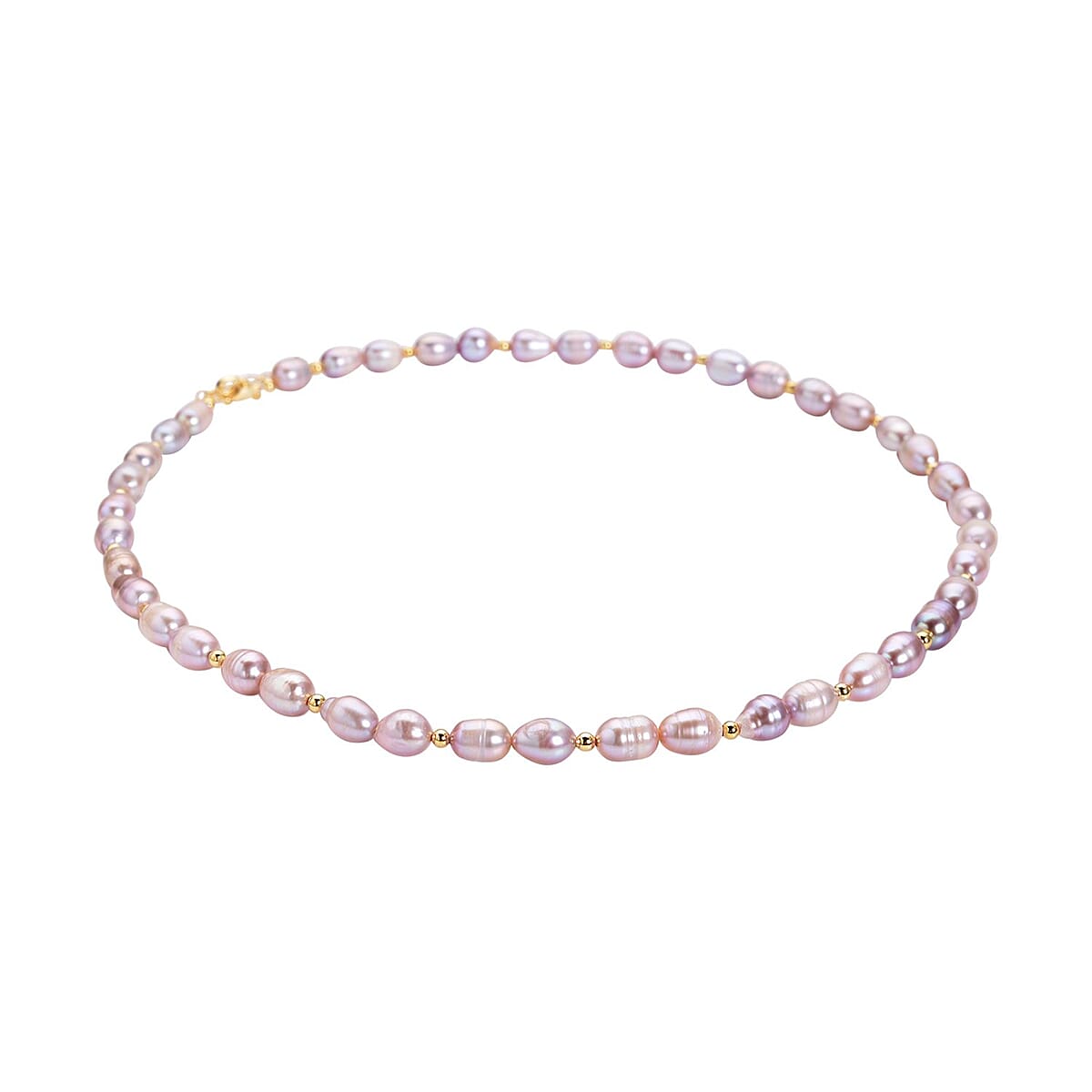 Purple Freshwater Pearl 6-8mm Necklace 18-20 Inches in Goldtone image number 2