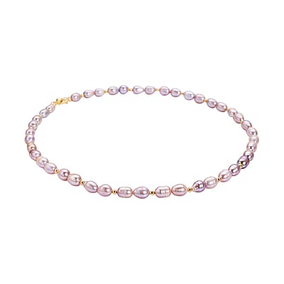 Purple Freshwater Pearl 6-8mm Necklace 18-20 Inches in Goldtone