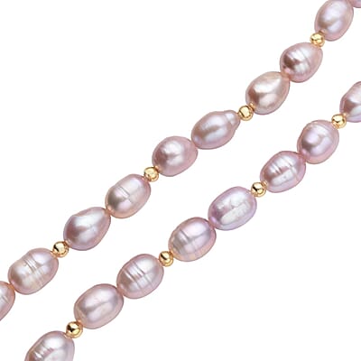 Purple Freshwater Pearl 6-8mm Necklace 18-20 Inches in Goldtone