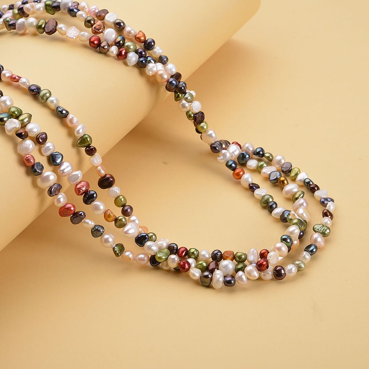 Multi Color Freshwater Pearl 4-6mm Endless Necklace (64 Inches) 319.00 ctw image number 1