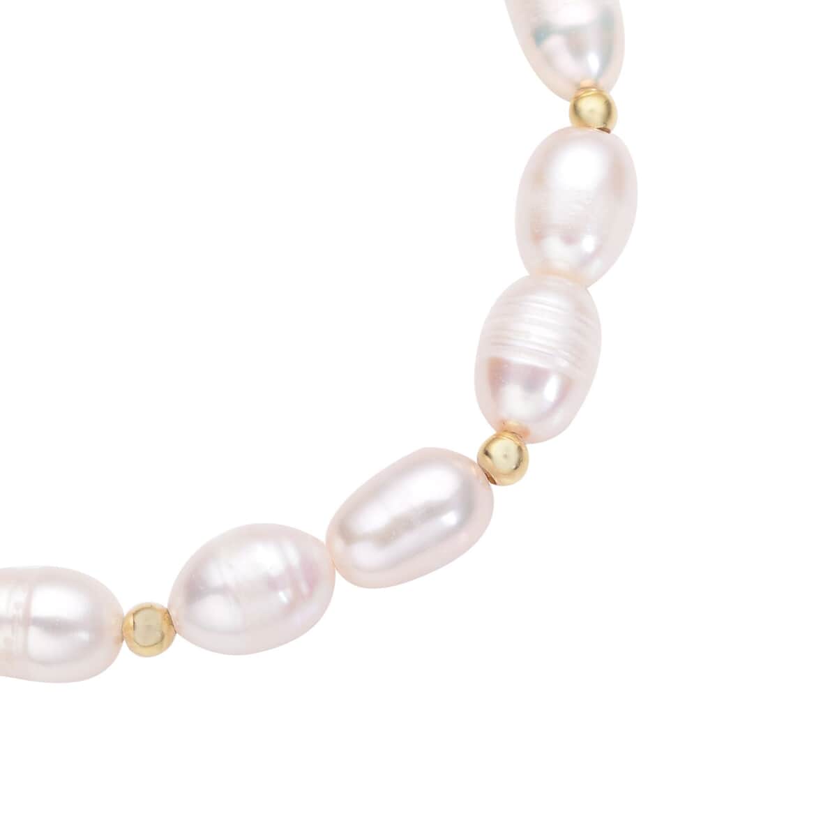 White Freshwater Pearl Stretch Bracelet in Goldtone image number 3