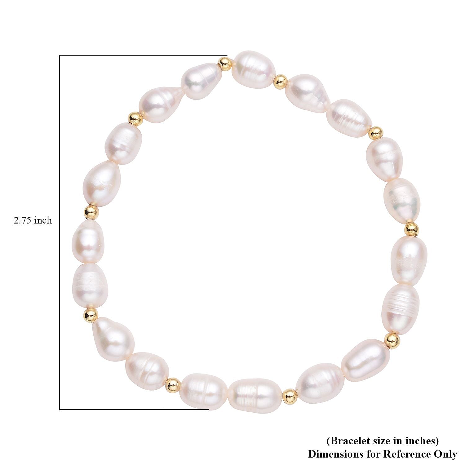 White Freshwater Pearl Stretch Bracelet in Goldtone