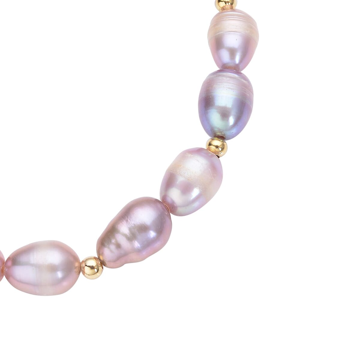 Purple Freshwater Pearl Stretch Bracelet in Goldtone image number 3