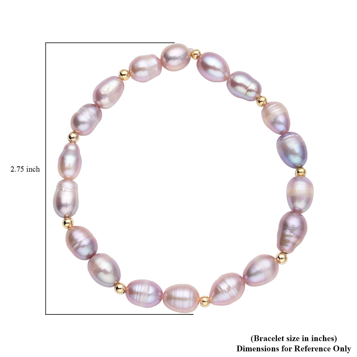 Purple Freshwater Pearl Stretch Bracelet in Goldtone image number 4
