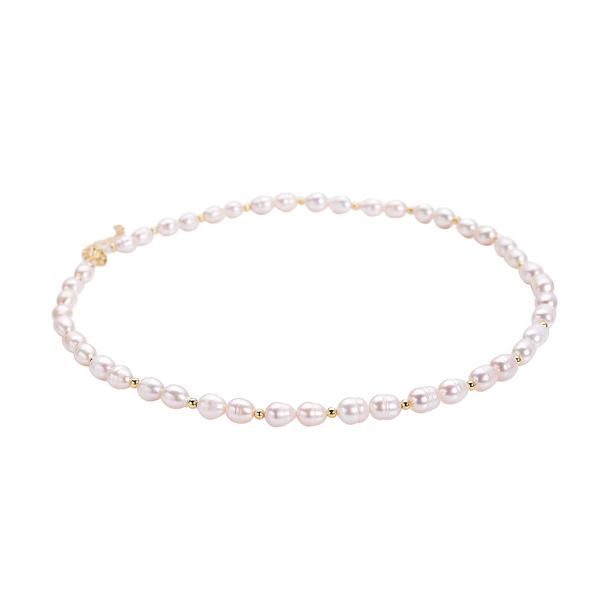 White Freshwater Pearl 6-8mm Necklace 18-20 Inches in Goldtone image number 2