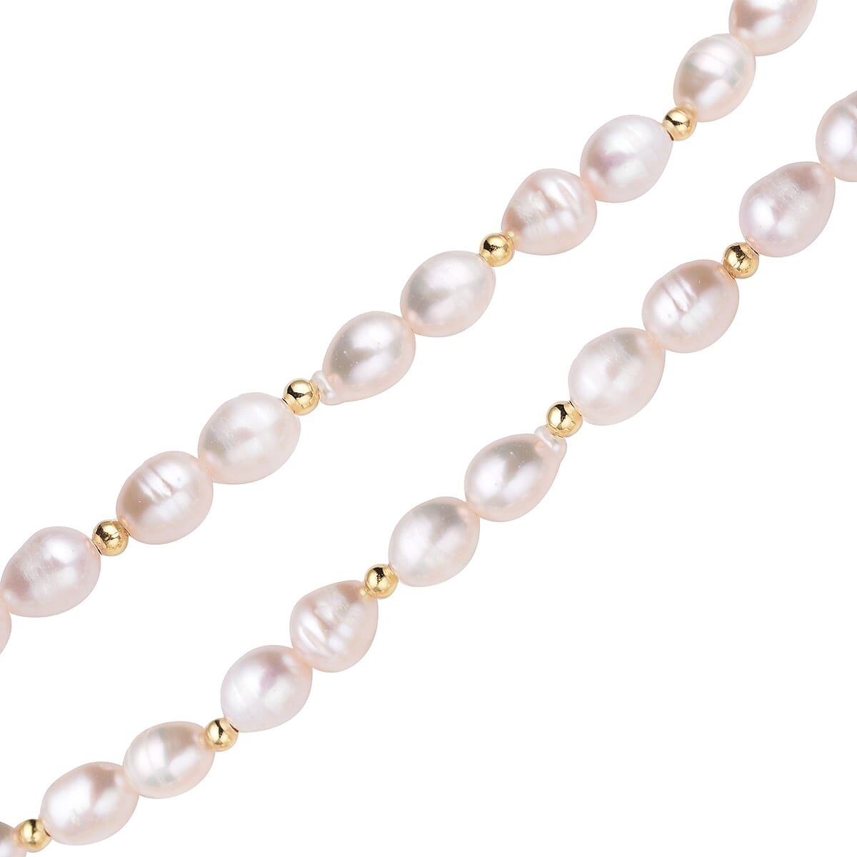 White Freshwater Pearl 6-8mm Necklace 18-20 Inches in Goldtone image number 3