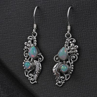 Bali Legacy Premium Ethiopian Welo Opal Earrings in Sterling Silver 10 Grams 1.15 ctw