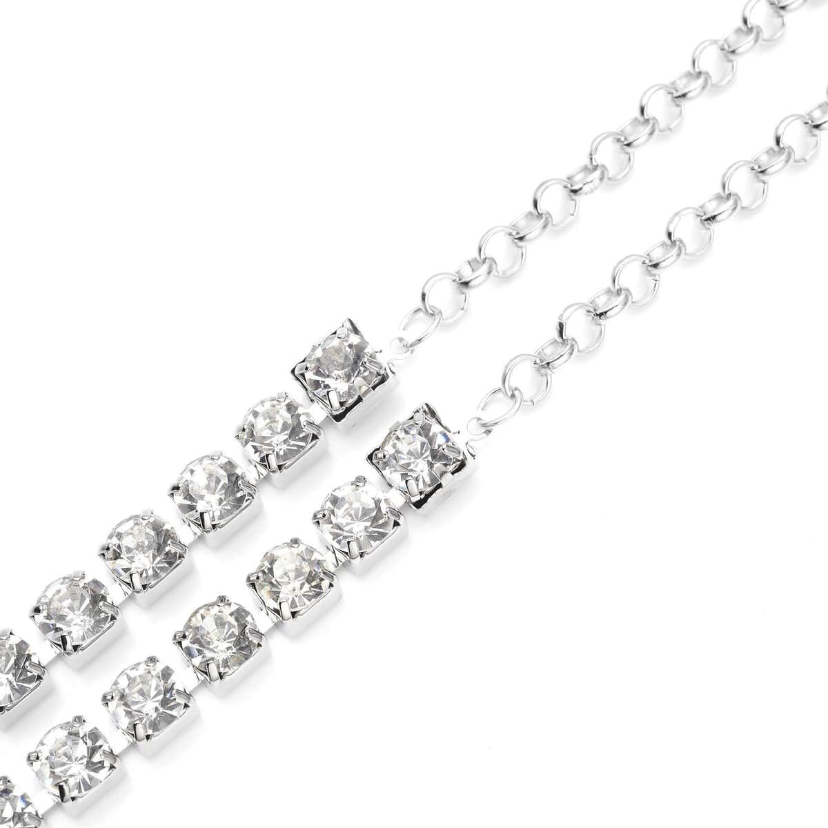 Austrian Crystal Lariat Necklace 28-30 Inches in Silvertone image number 3