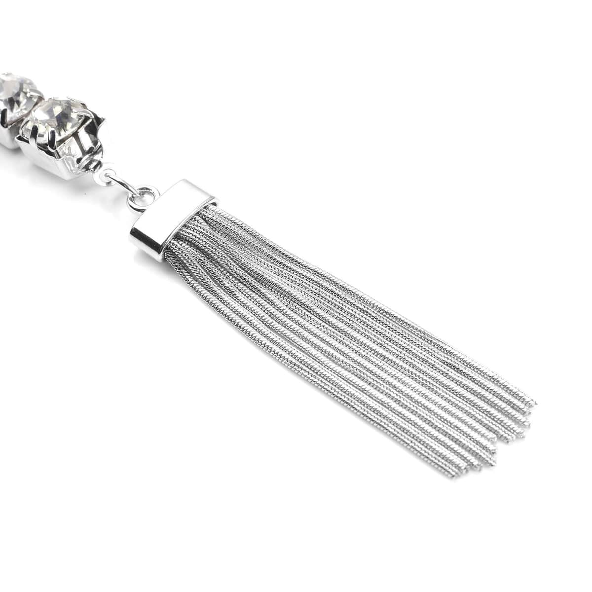 Austrian Crystal Lariat Necklace 28-30 Inches in Silvertone image number 5