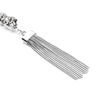Austrian Crystal Lariat Necklace 28-30 Inches in Silvertone