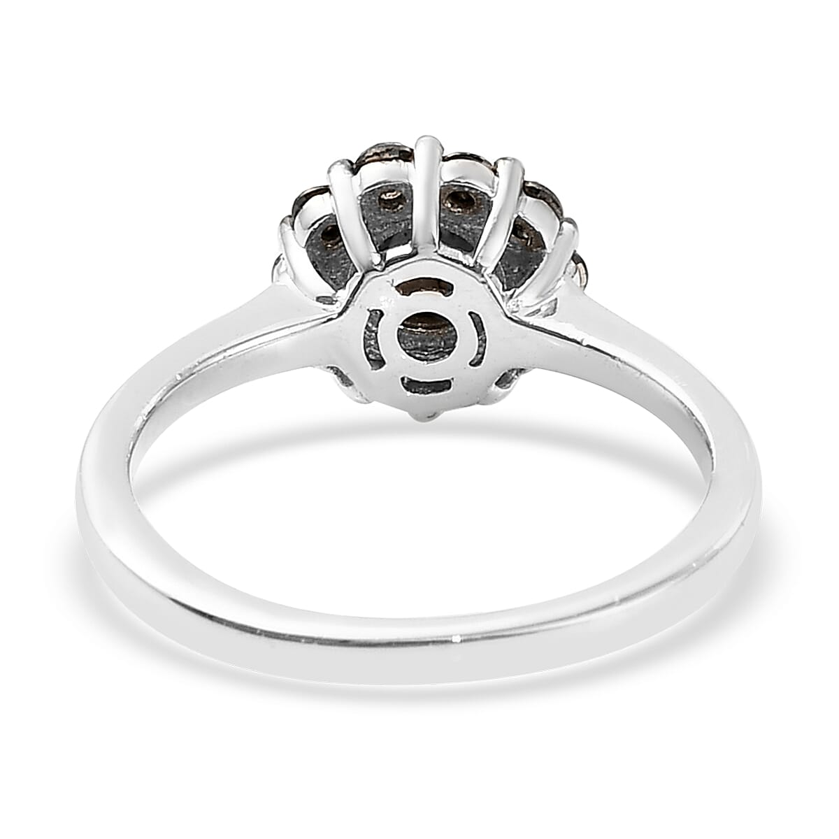 Rose Cut Black Diamond Ring in Rhodium and Platinum Over Sterling Silver (Size 10.0) 1.00 ctw