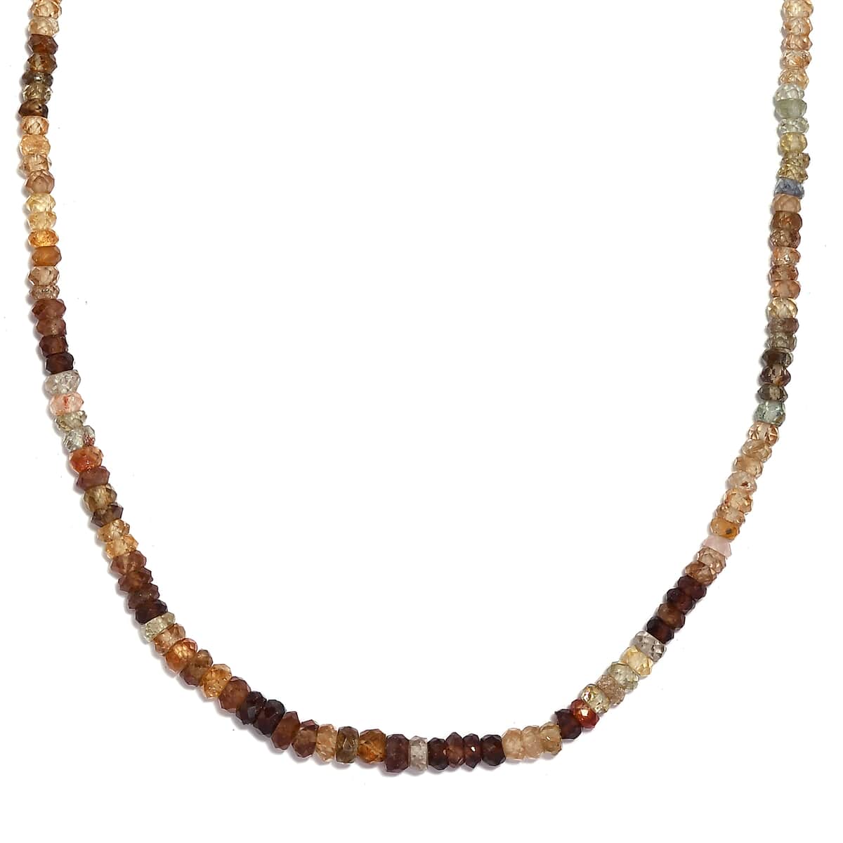 Golden Zircon Beaded Necklace 18 Inches in Platinum Over Sterling Silver 65.00 ctw image number 0