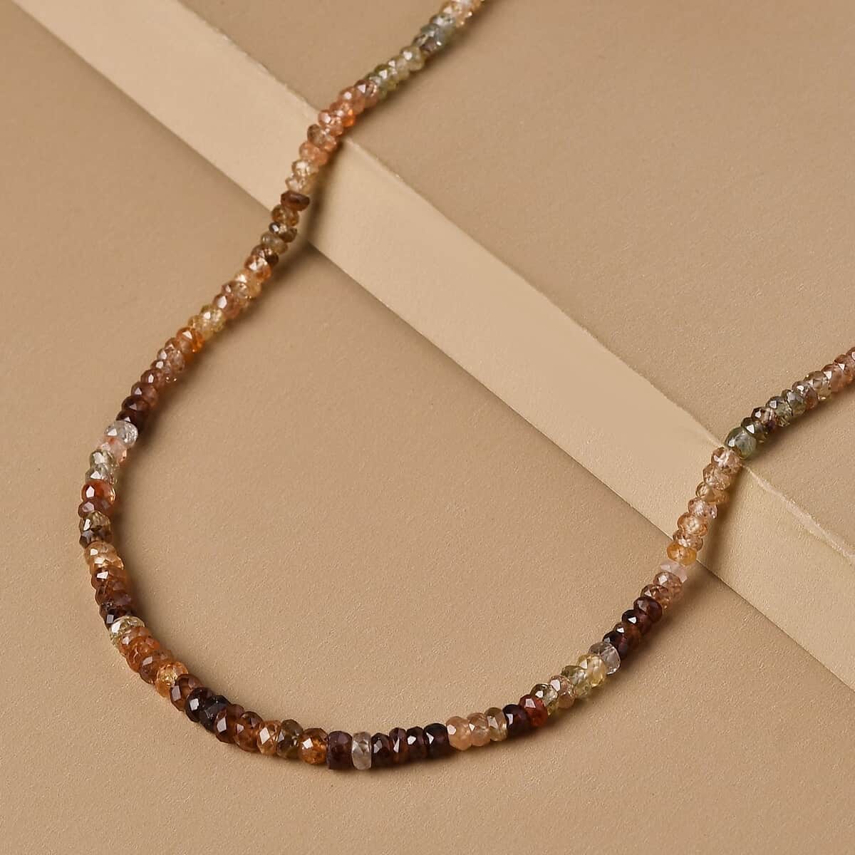 Golden Zircon Beaded Necklace 18 Inches in Platinum Over Sterling Silver 65.00 ctw image number 1