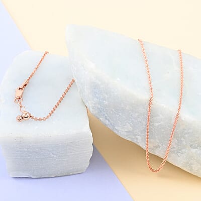 14K Rose Gold Over Sterling Silver 1.54 mm Rolo Chain Necklace 24 Inches with Bolo Adjuster 3.70 Grams