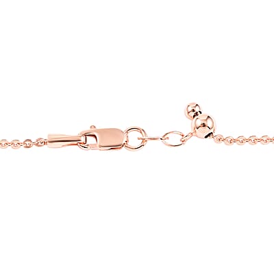 14K Rose Gold Over Sterling Silver 1.54 mm Rolo Chain Necklace 24 Inches with Bolo Adjuster 3.70 Grams