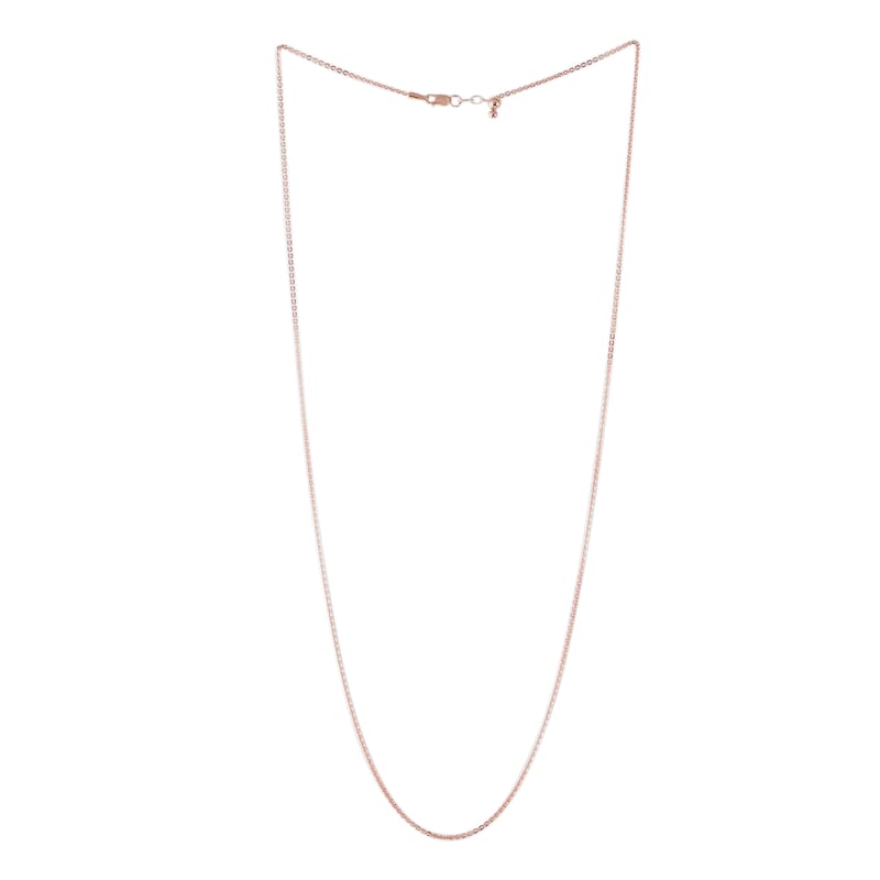 14K Rose Gold Over Sterling Silver 1.54 mm Rolo Chain Necklace 24 Inches with Bolo Adjuster 3.70 Grams