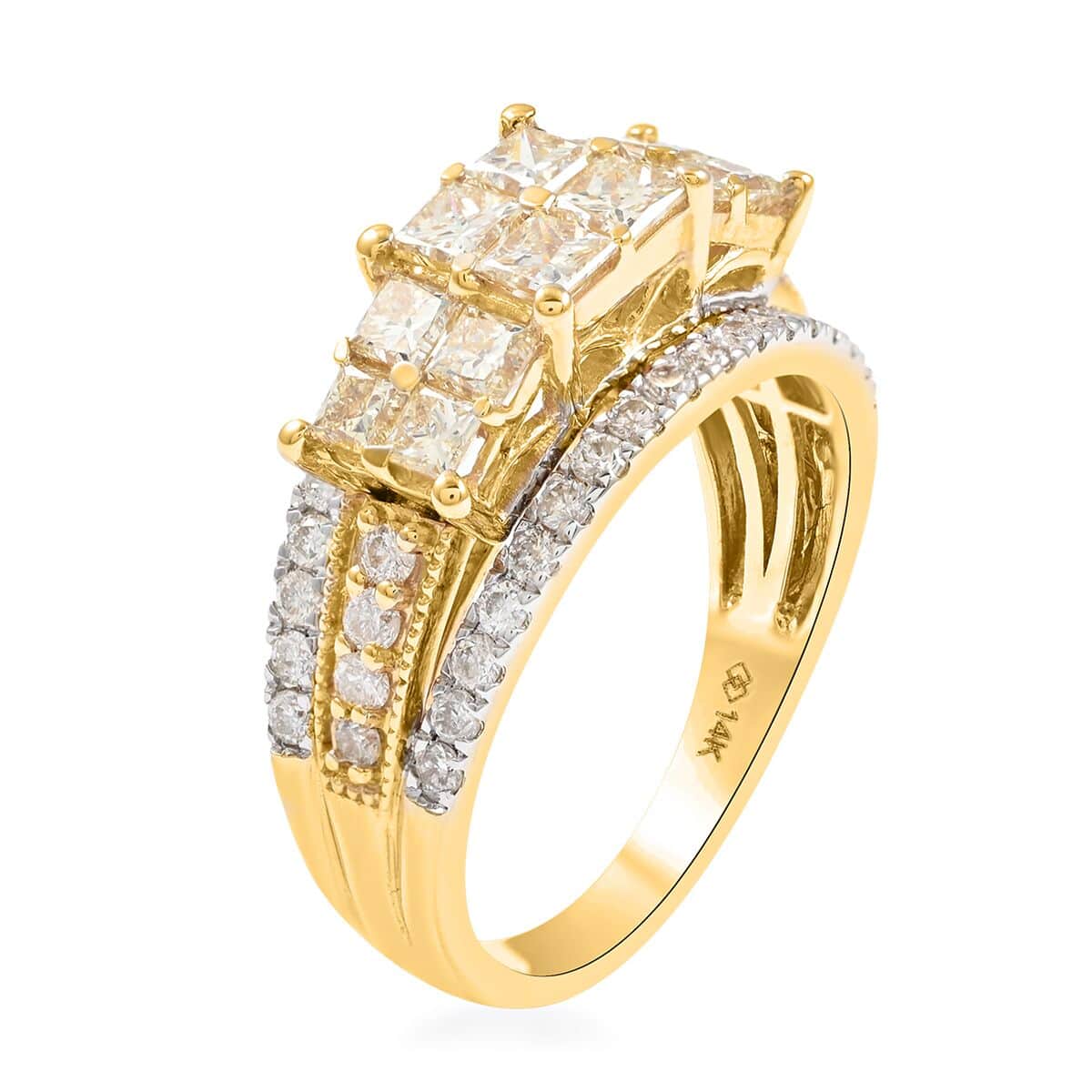 14K Yellow Gold Natural Yellow and White Diamond SI Ring 5.20 Grams 2.00 ctw image number 3