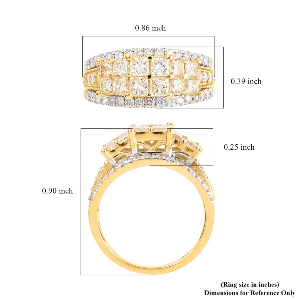 14K Yellow Gold Natural Yellow and White Diamond SI Ring 5.20 Grams 2.00 ctw image number 5