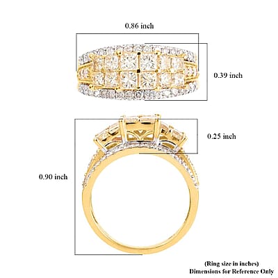 Natural Yellow and White Diamond SI 2.00 ctw Ring in 14K Yellow Gold (Size 7.0) 5.20 Grams
