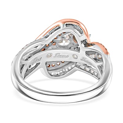NY Closeout G-H I2 Diamond 1.00 ctw Bypass Twist Ring in 10K White and Rose Gold (Size 7.0) 5.30 Grams